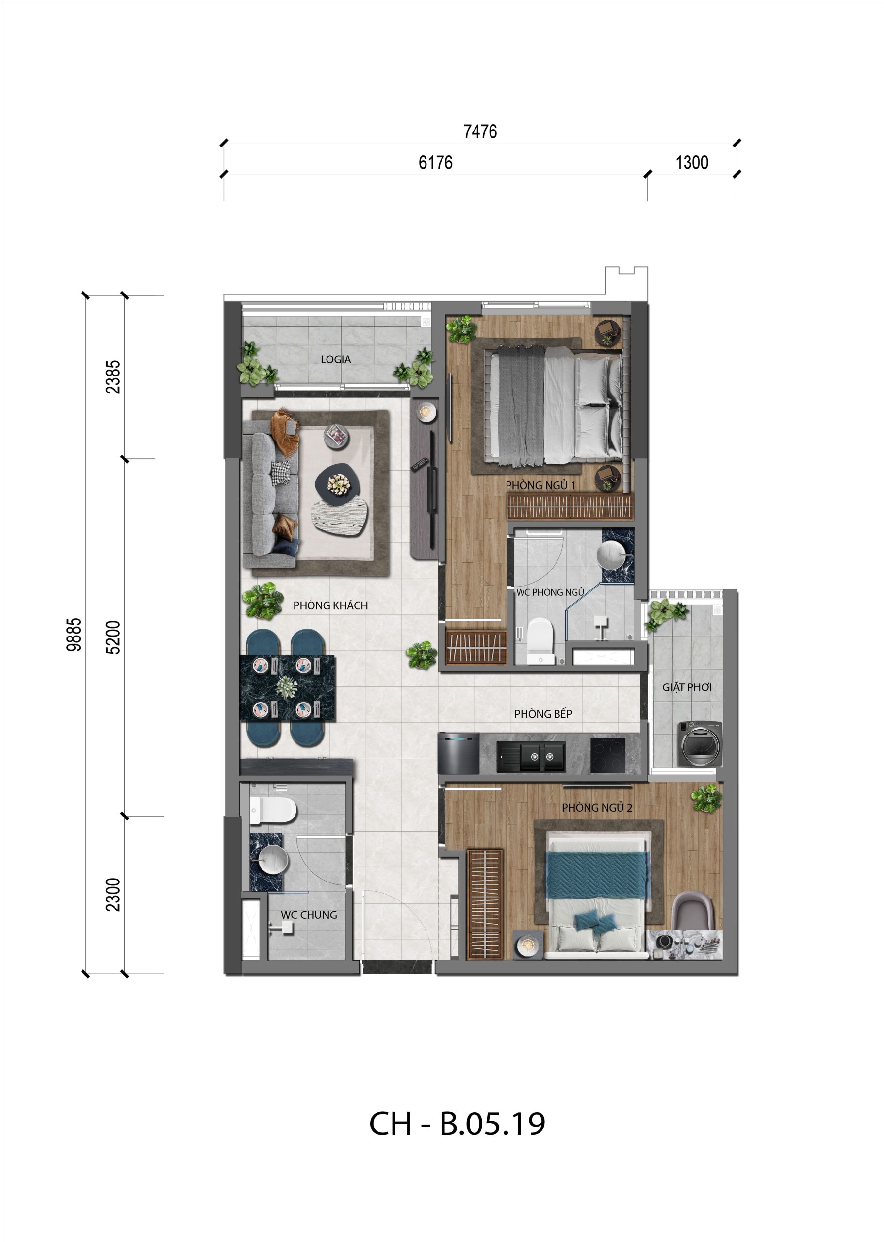 Căn Hộ A&k Tower 2pn B.05.19