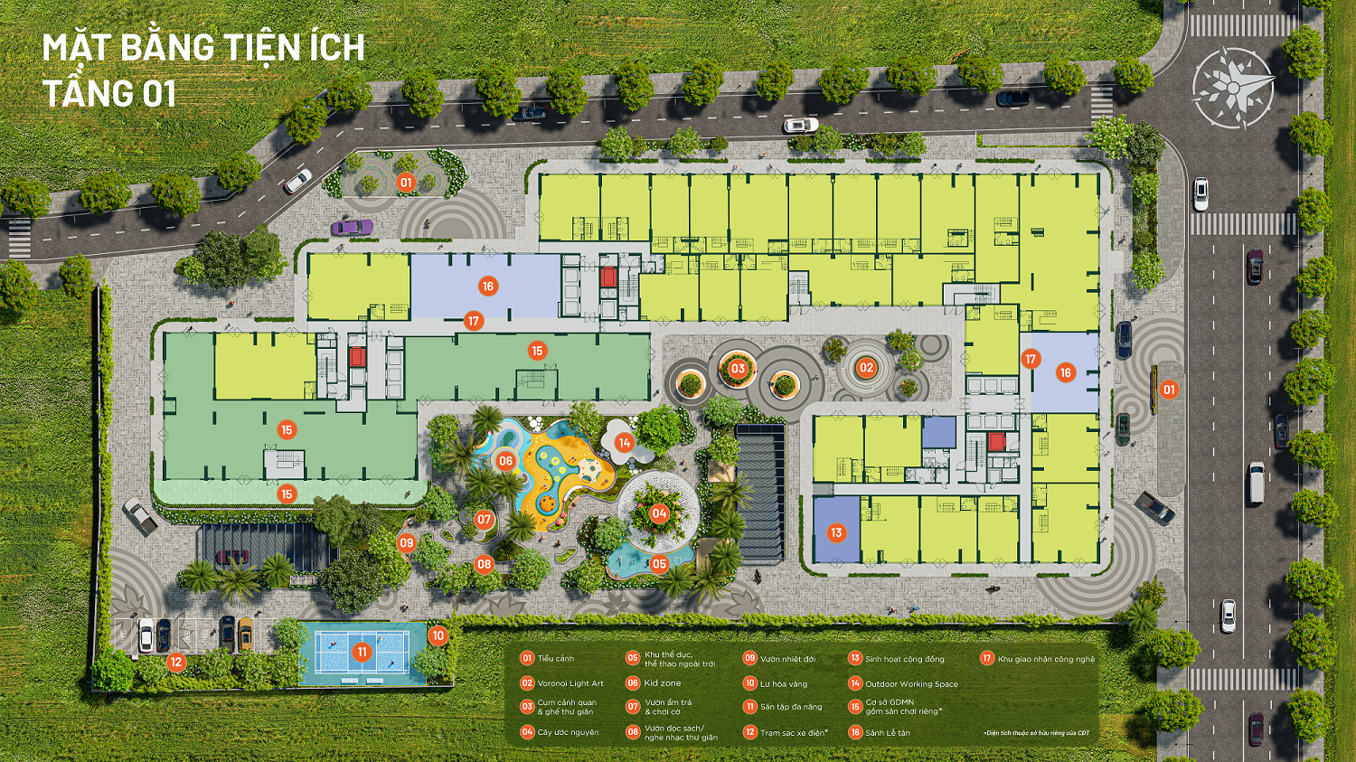 Mặt Bằng Tiện ích ở Tầng 01 Happy One Mori