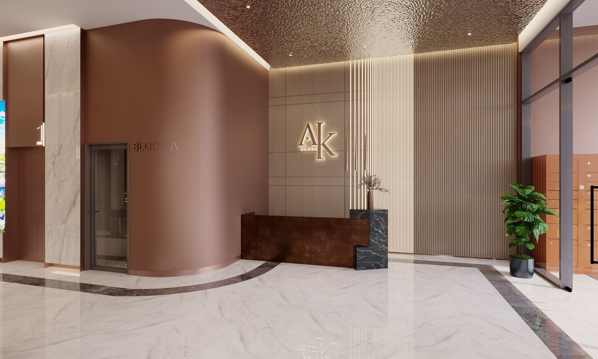 Quầy Lễ Tân Dự án Ak Tower (1)